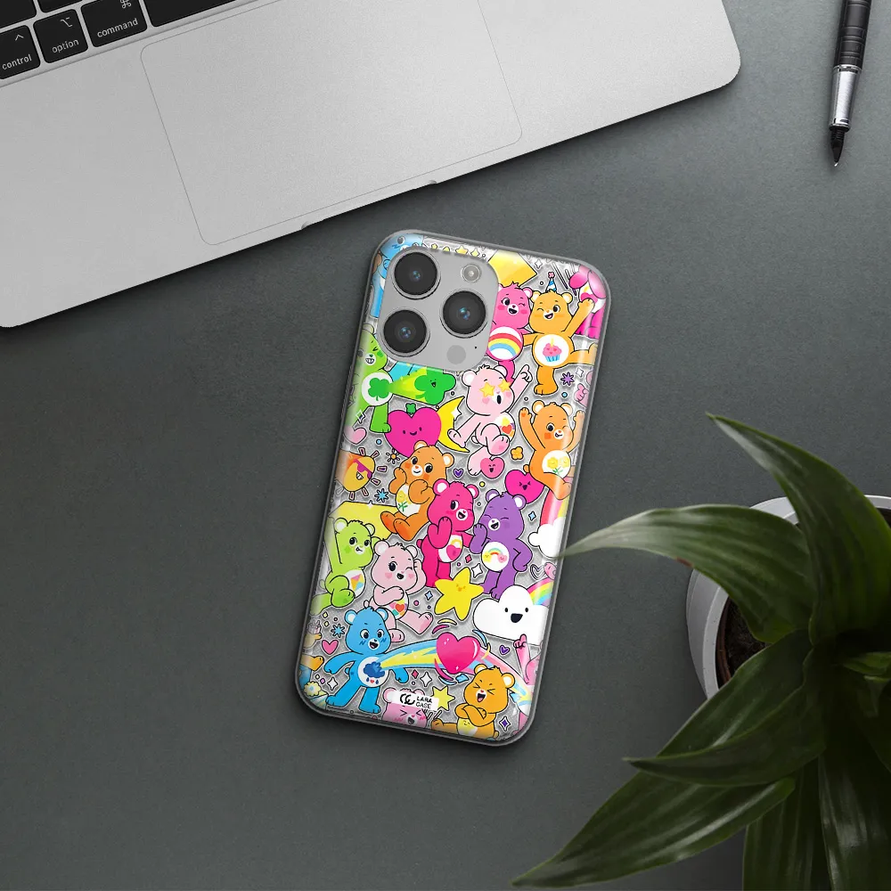 a pattern of cartoon bears Apple iPhone 14 pro max Clear TPU Case