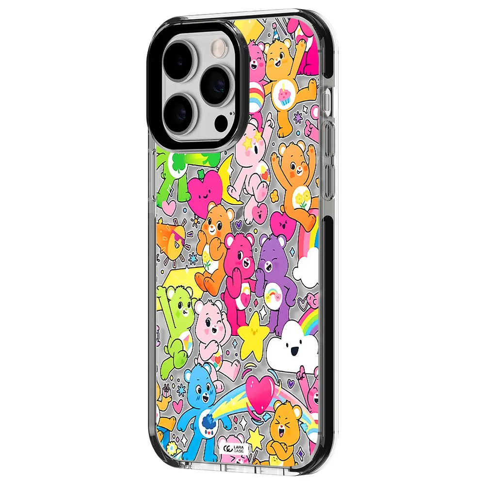 a pattern of cartoon bears Apple iPhone 15 Pro Max impact black border Case