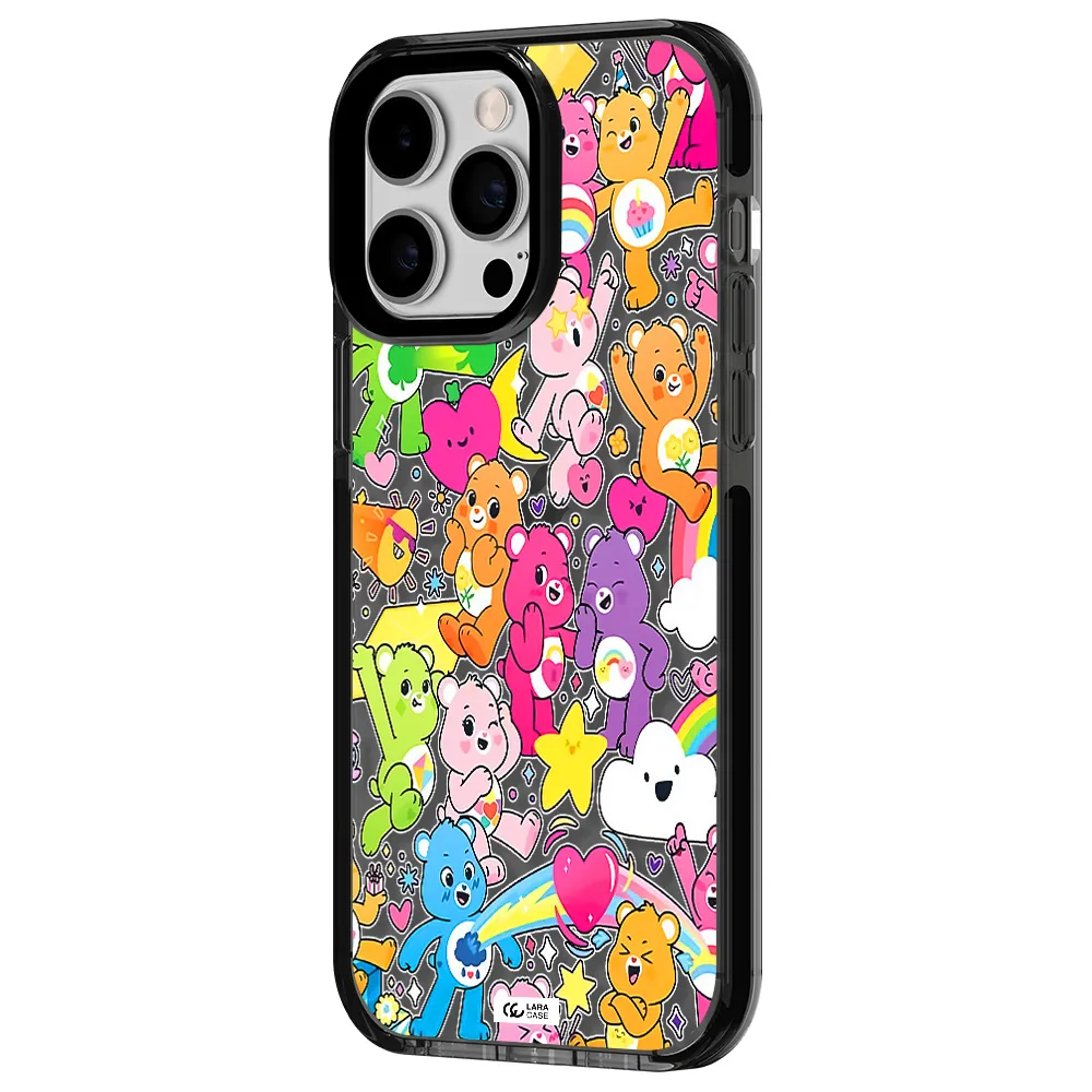 a pattern of cartoon bears Apple iPhone 15 Pro Max impact Smoke Black Case