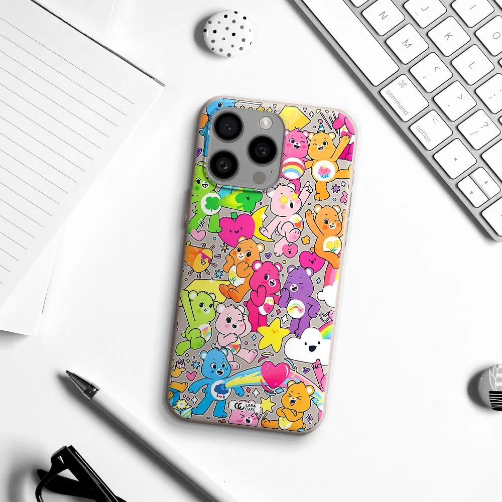 a pattern of cartoon bears Apple Iphone 15 Pro max Silicone Stone Case