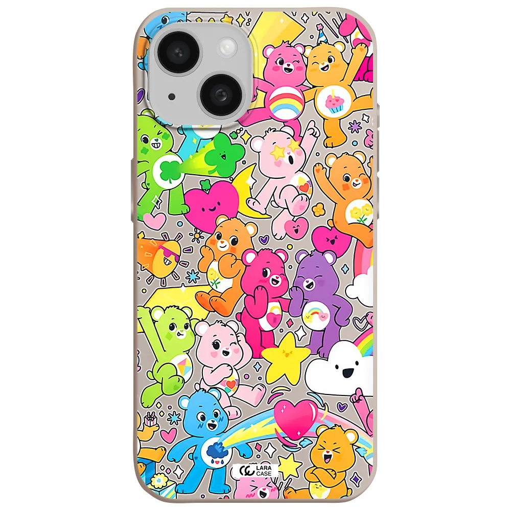 a pattern of cartoon bears Apple iPhone 15 Silicone Stone Case