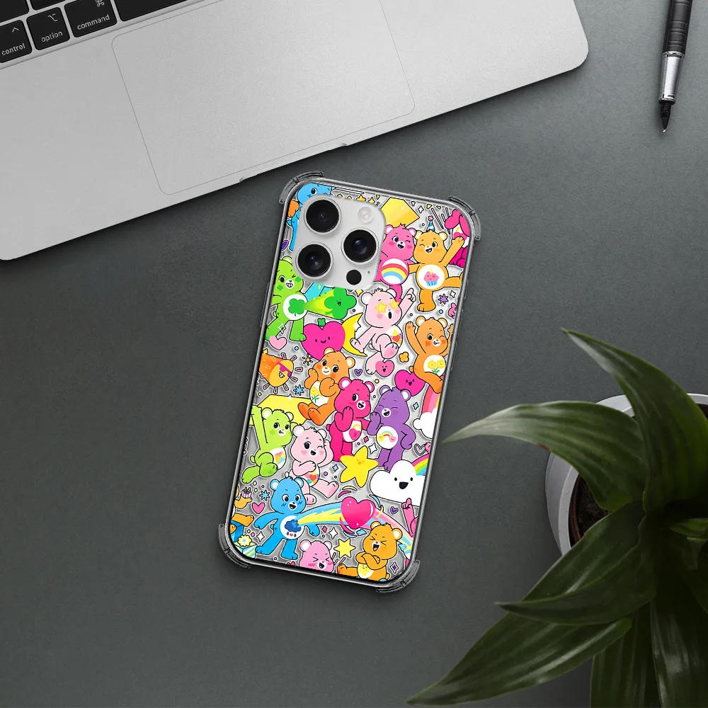 A Pattern Of Cartoon Bears Apple Iphone 16 Pro Max Clear Pc Case