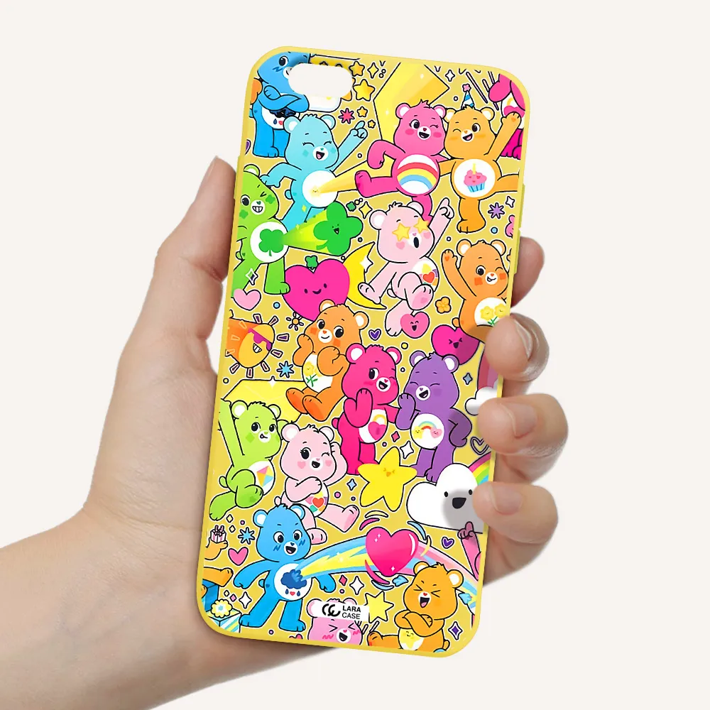 a pattern of cartoon bears Apple iPhone 6 plus Silicone canary yellow Case