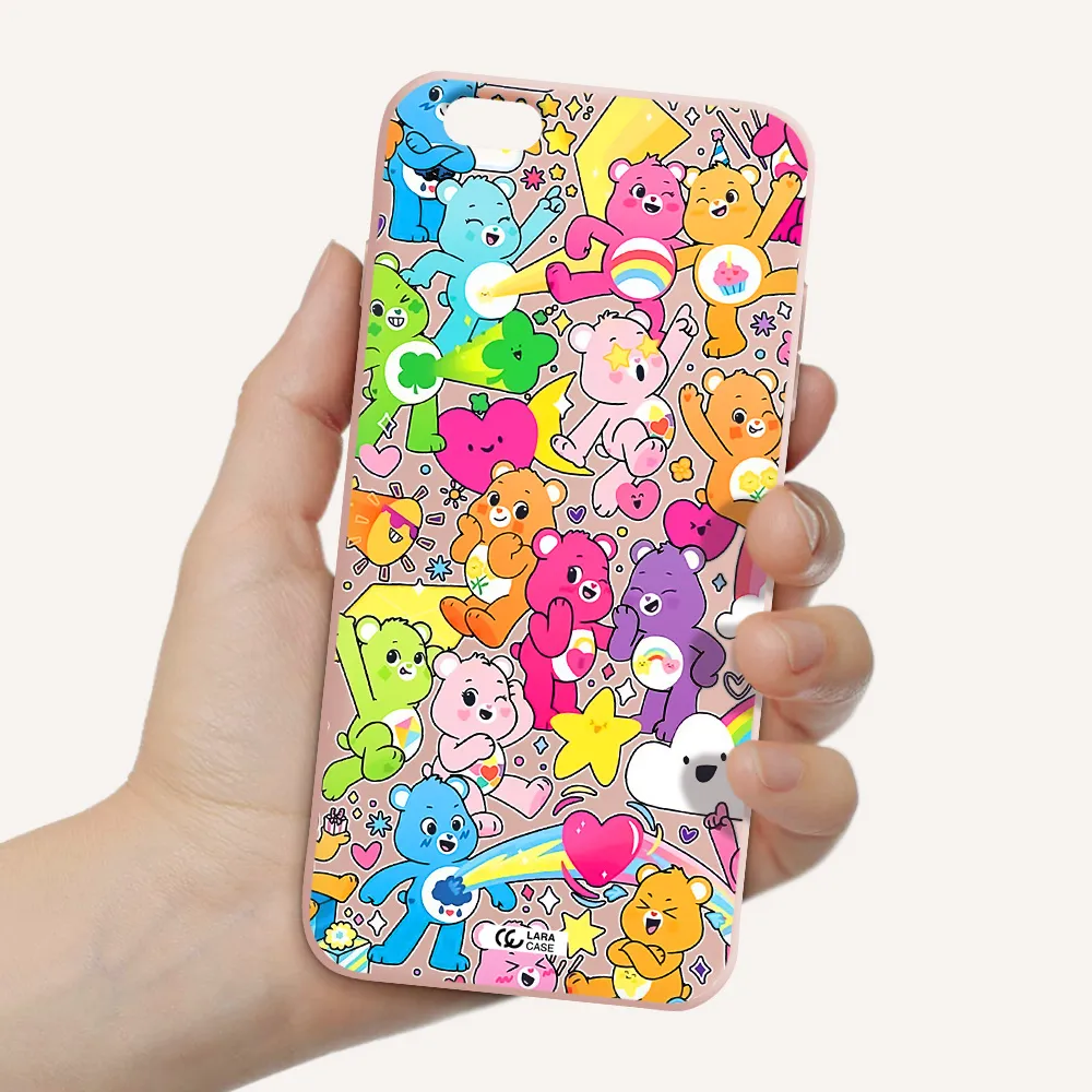 a pattern of cartoon bears Apple iPhone 6 plus Silicone pastel pink Case