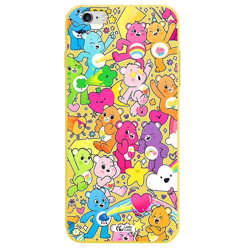 a pattern of cartoon bears Apple iPhone 6 s plus Silicone canary yellow Case