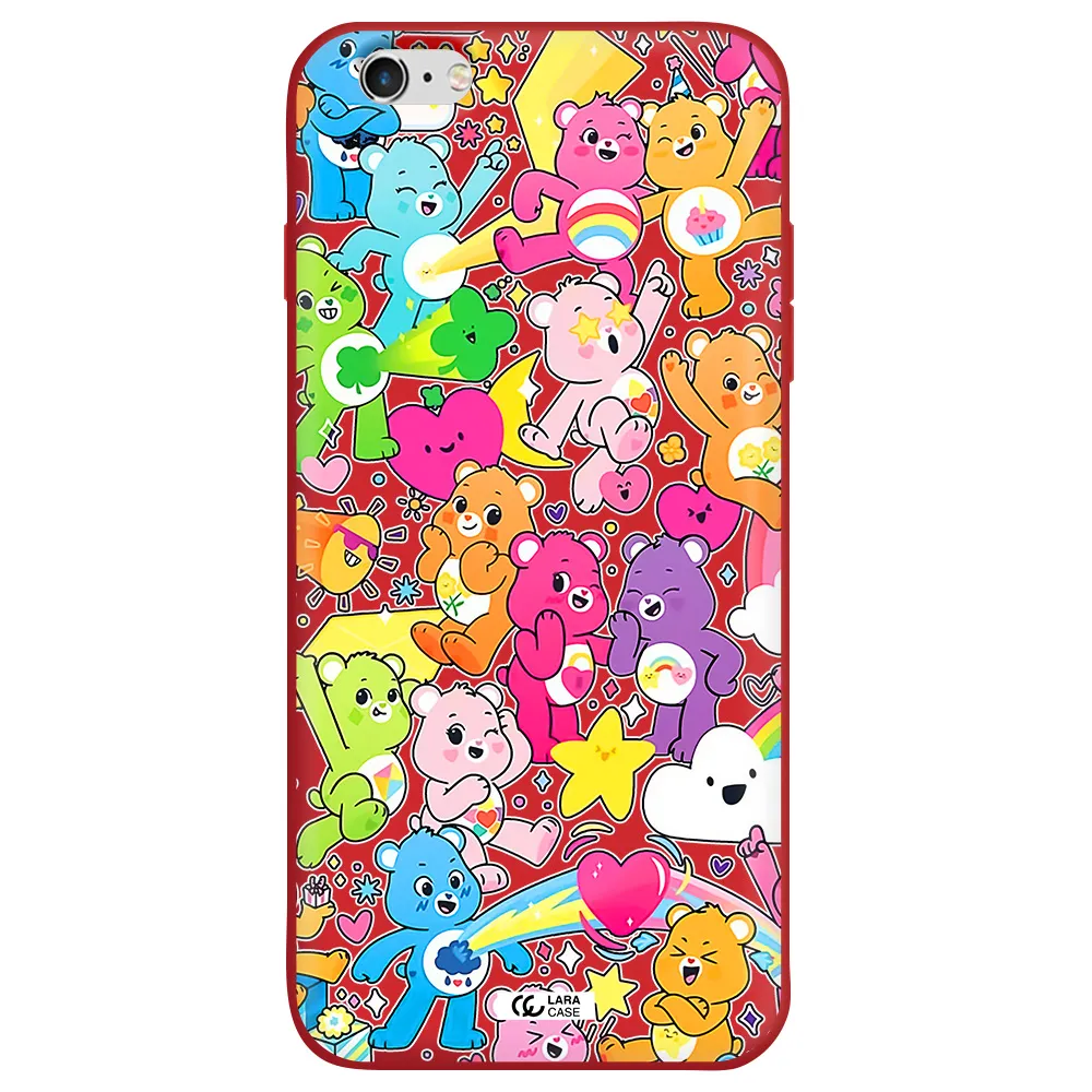 a pattern of cartoon bears Apple iPhone 6 s plus Silicone Imperial Red Case