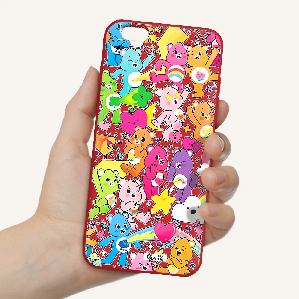 a pattern of cartoon bears Apple iPhone 6 s plus Silicone Imperial Red Case