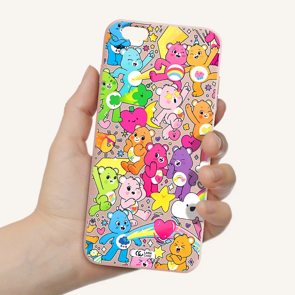 a pattern of cartoon bears Apple iPhone 6 s plus Silicone pastel pink Case