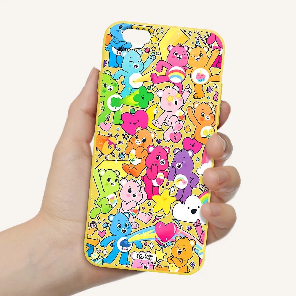 a pattern of cartoon bears Apple iPhone 6 Silicone canary yellow Case