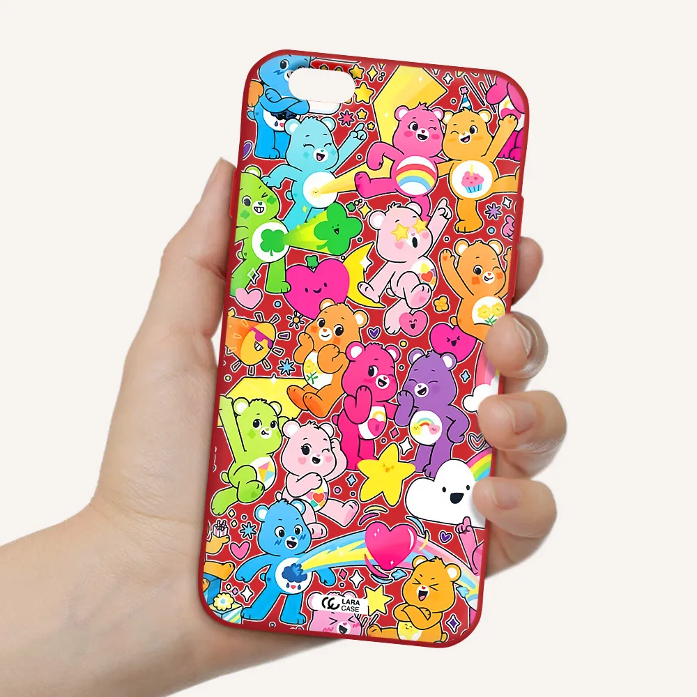 a pattern of cartoon bears Apple iPhone 6 Silicone Imperial Red Case