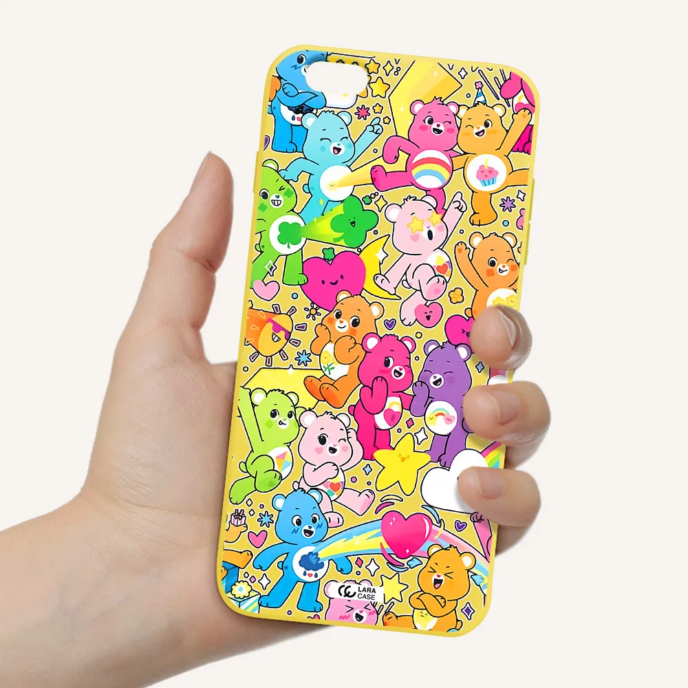 a pattern of cartoon bears Apple iPhone 6S Silicone canary yellow Case