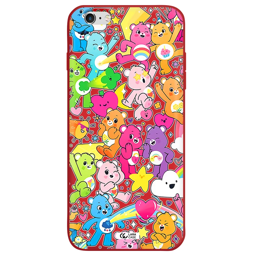 a pattern of cartoon bears Apple iPhone 6S Silicone Imperial Red Case