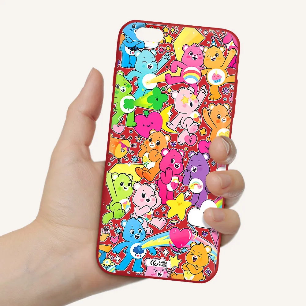 a pattern of cartoon bears Apple iPhone 6S Silicone Imperial Red Case