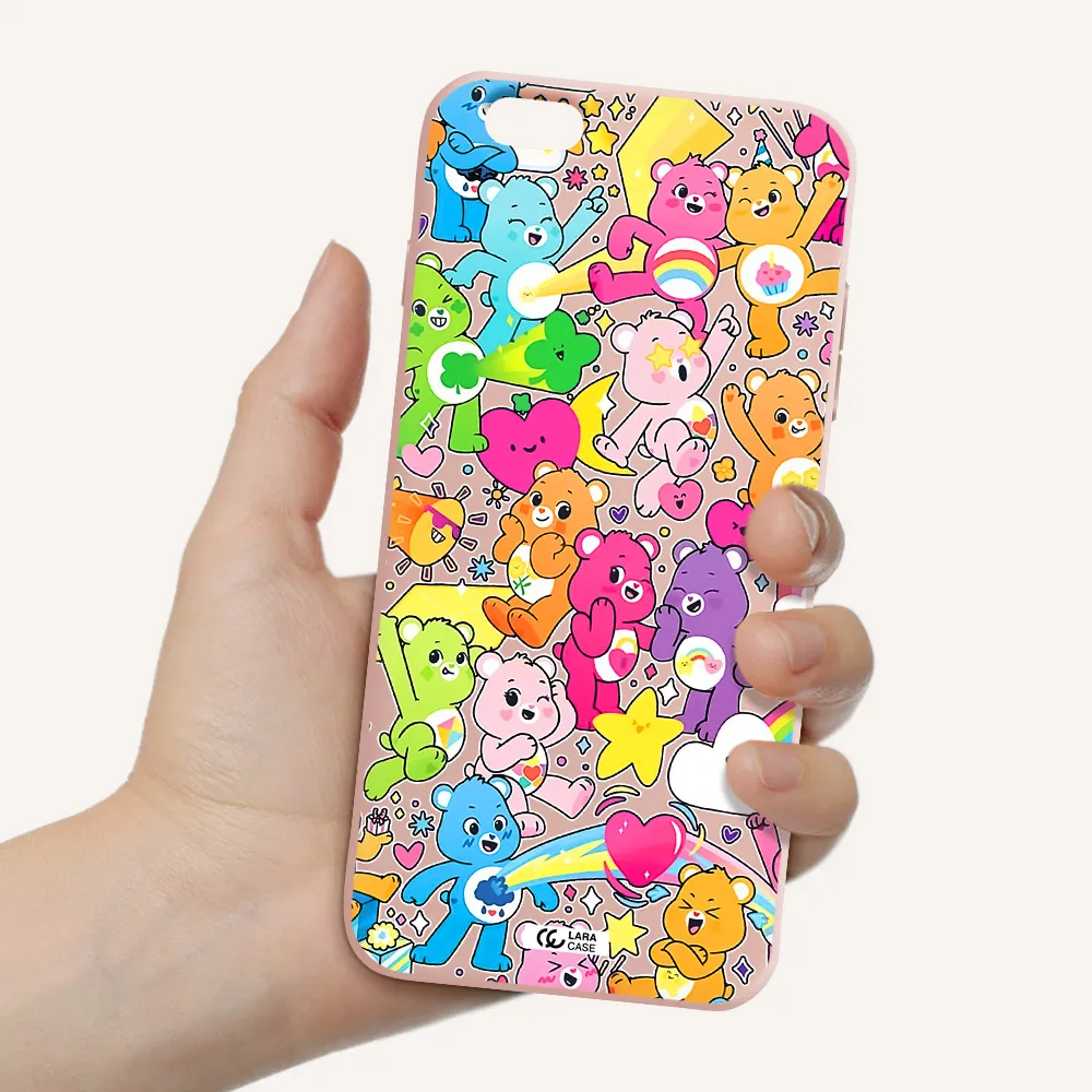 a pattern of cartoon bears Apple iPhone 6S Silicone pastel pink Case