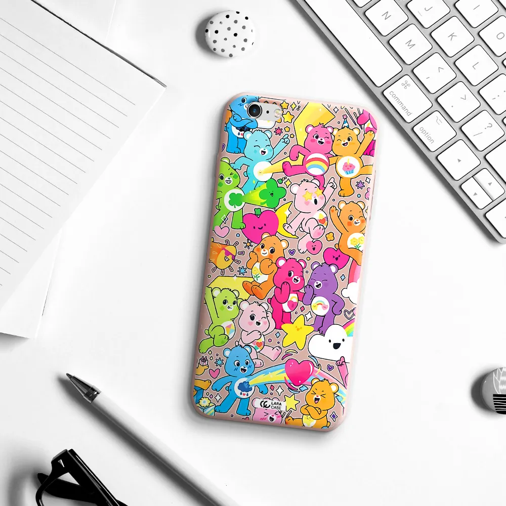 a pattern of cartoon bears Apple iPhone 6S Silicone pastel pink Case
