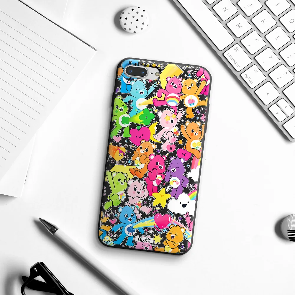 a pattern of cartoon bears Apple iPhone 7 plus Silicone black Case