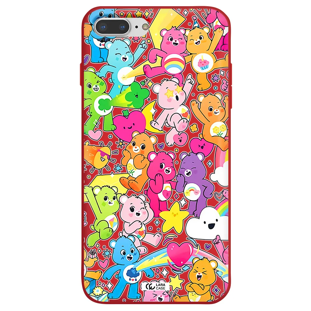 a pattern of cartoon bears Apple iPhone 7 plus Silicone Imperial Red Case