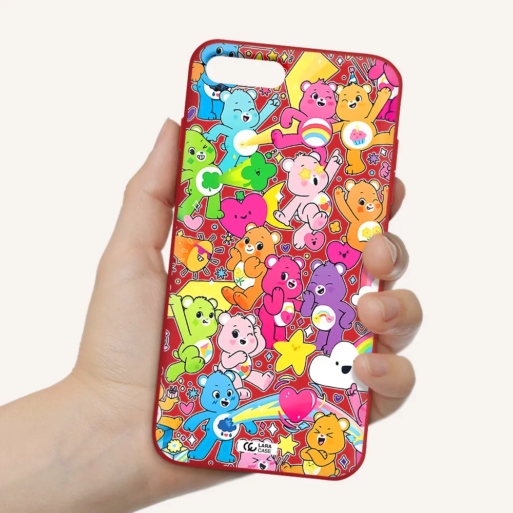 a pattern of cartoon bears Apple iPhone 7 plus Silicone Imperial Red Case