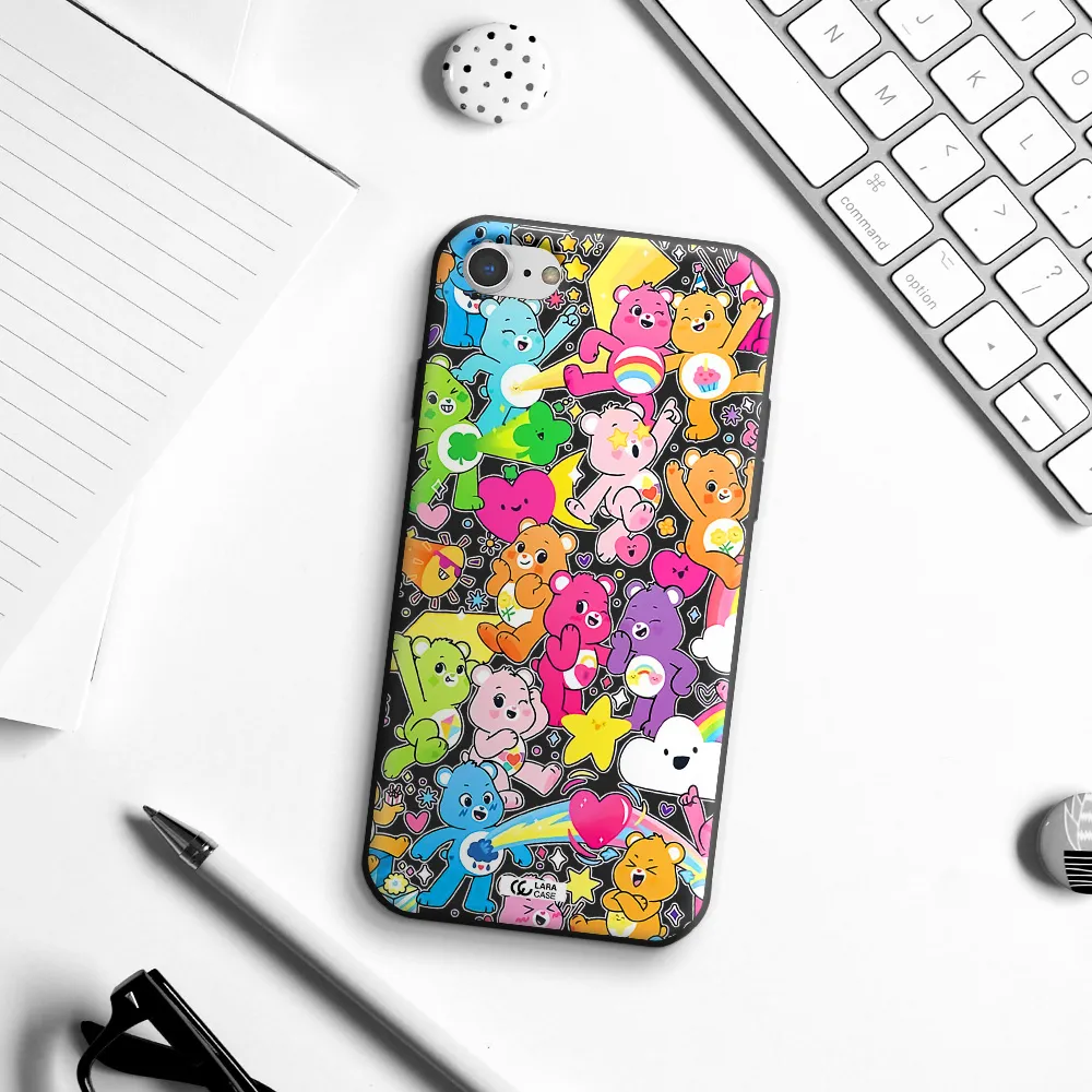 a pattern of cartoon bears Apple iPhone 7 Silicone black Case