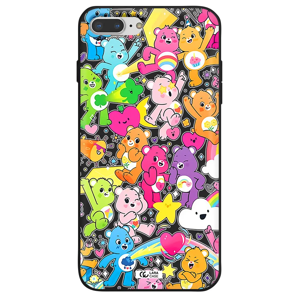 a pattern of cartoon bears Apple iPhone 8 plus Silicone black Case