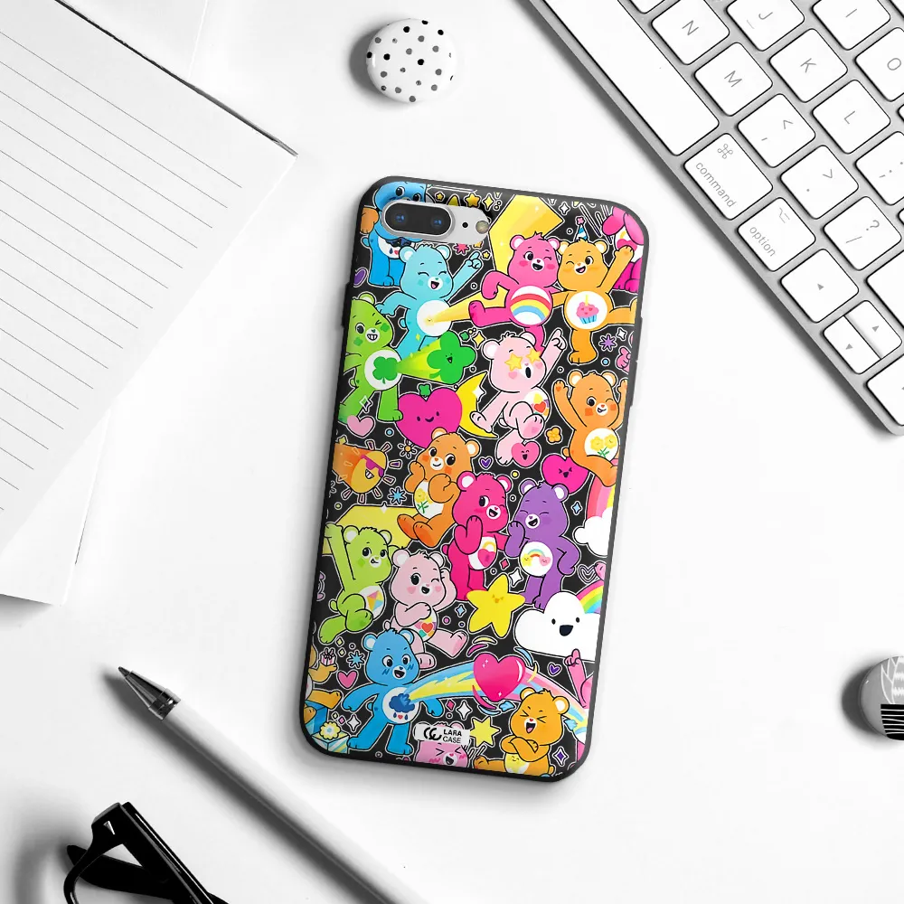 a pattern of cartoon bears Apple iPhone 8 plus Silicone black Case