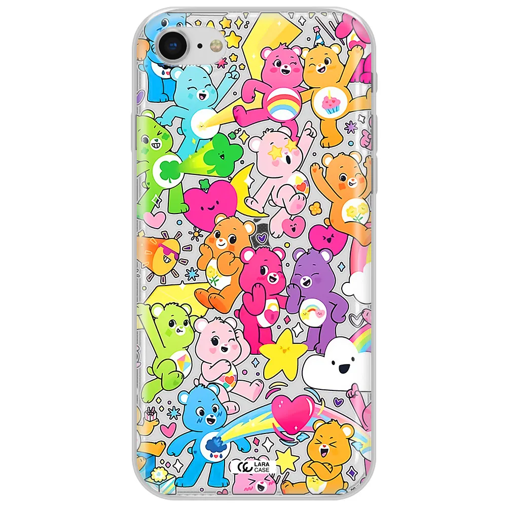 A Pattern Of Cartoon Bears Apple Iphone Se 2020 Clear Tpu Case