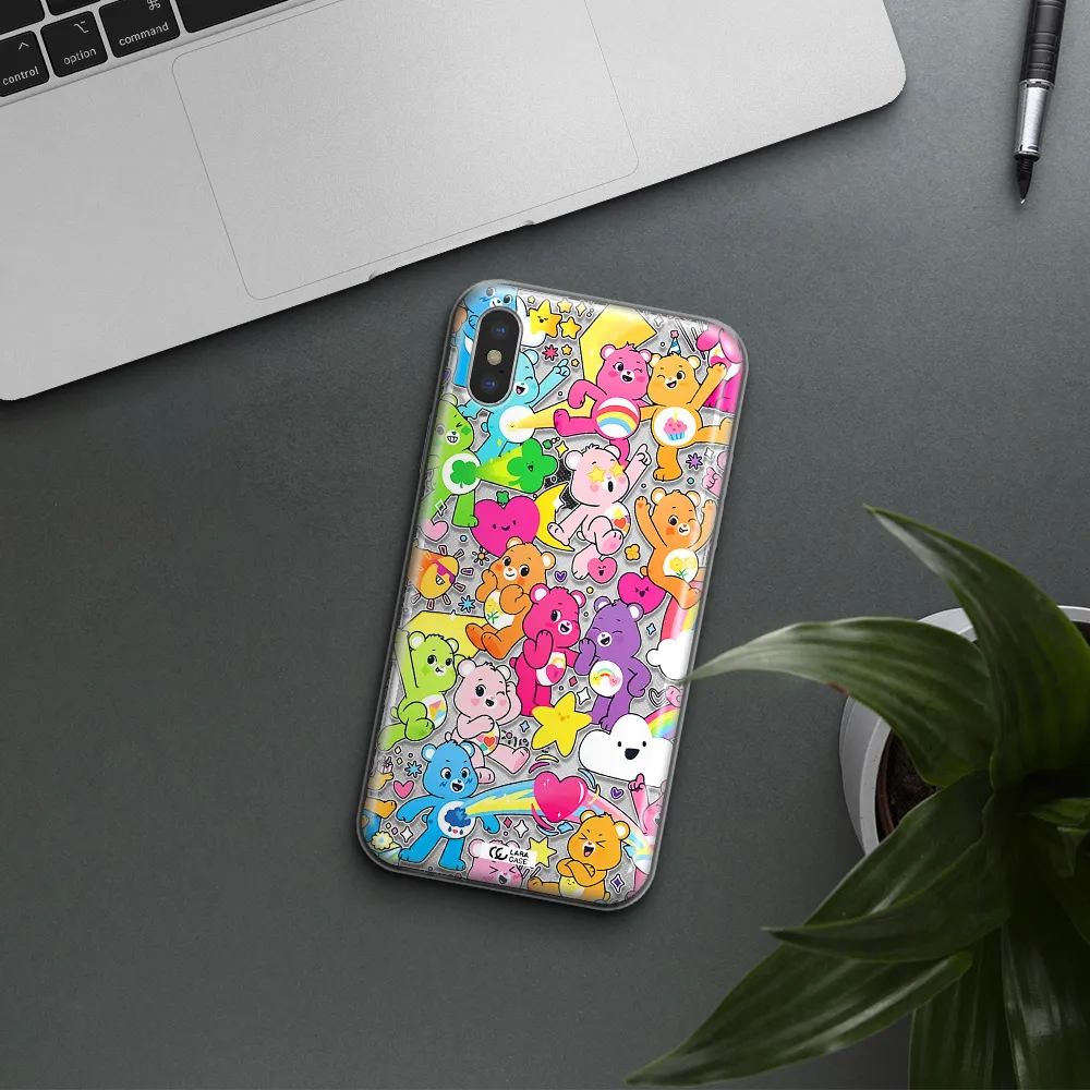 a pattern of cartoon bears Apple iPhone X Clear TPU Case