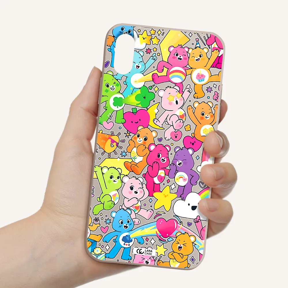 a pattern of cartoon bears Apple iPhone X Silicone Stone Case