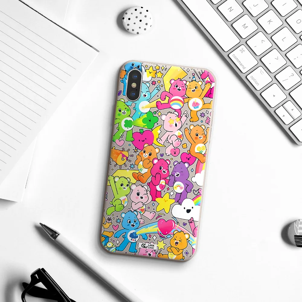 a pattern of cartoon bears Apple iPhone X Silicone Stone Case