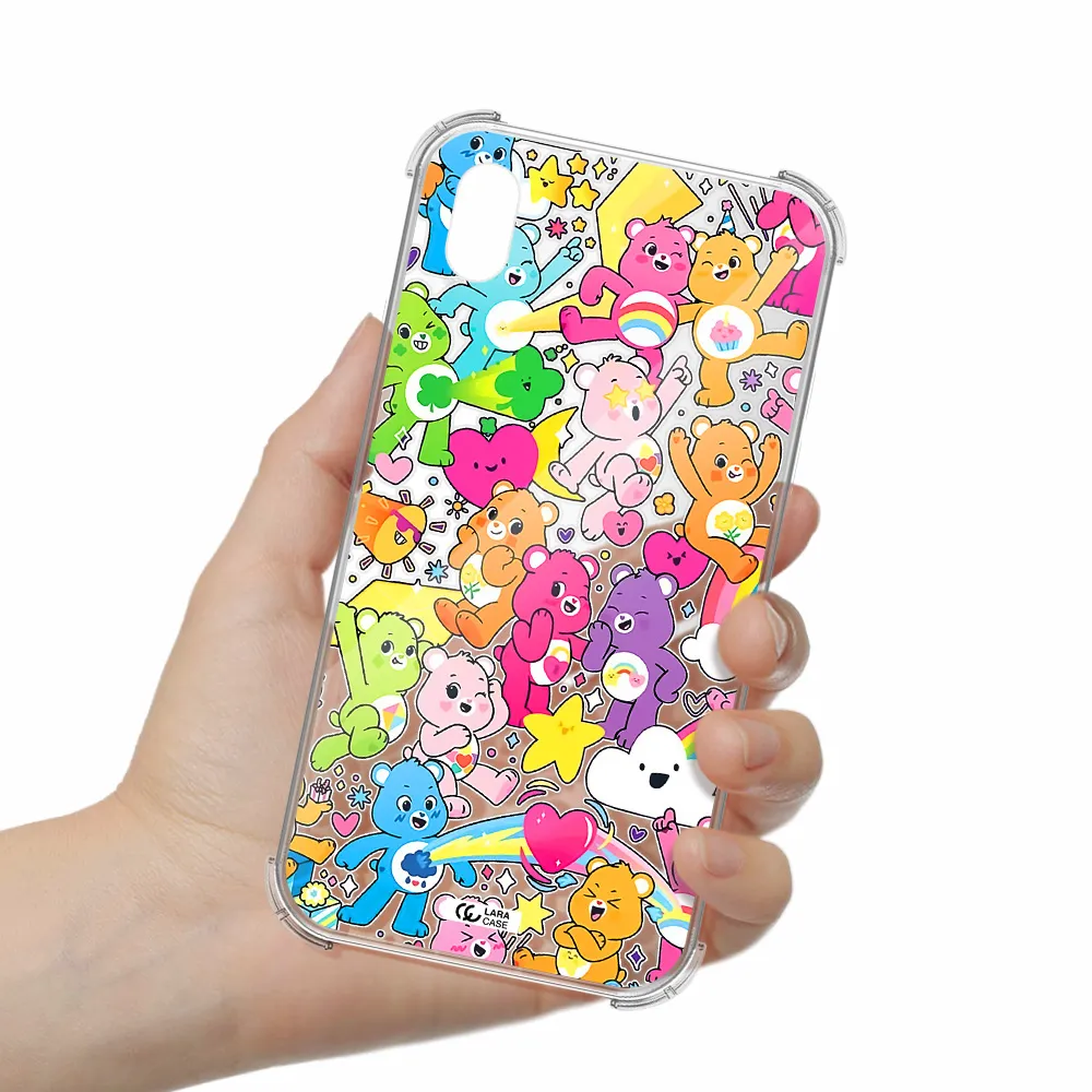 a pattern of cartoon bears Apple iPhone XR Clear PC Case