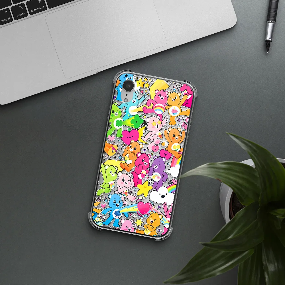 a pattern of cartoon bears Apple iPhone XR Clear PC Case