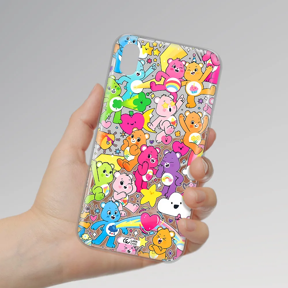 a pattern of cartoon bears Apple iPhone XR Clear TPU Case