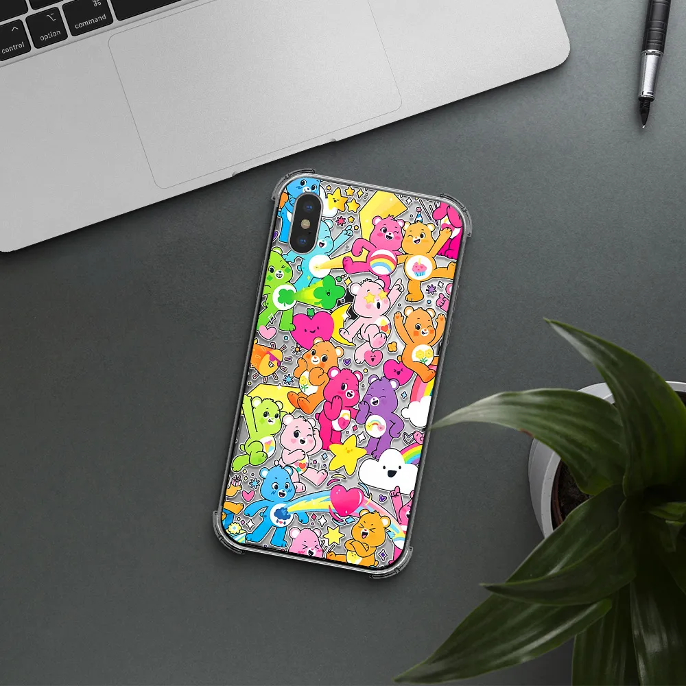 a pattern of cartoon bears Apple iPhone XS Clear PC Case