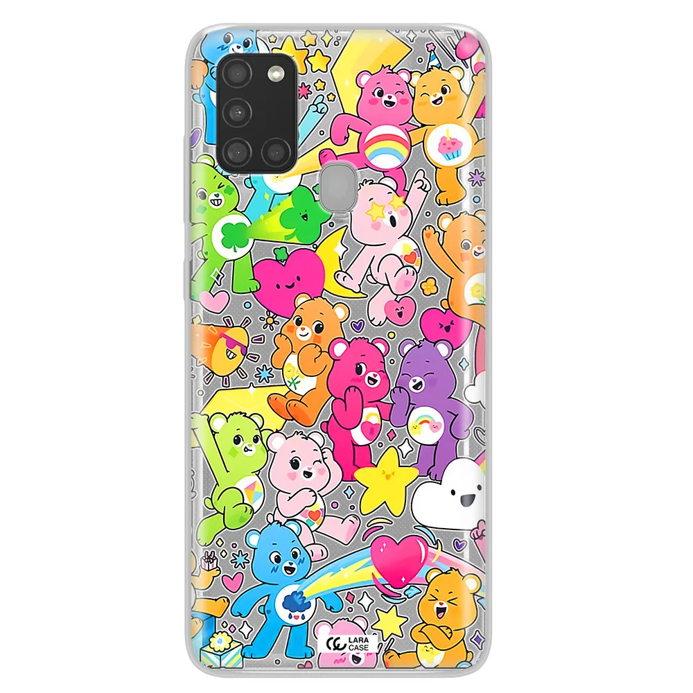 a pattern of cartoon bears Samsung A21S Clear TPU Case