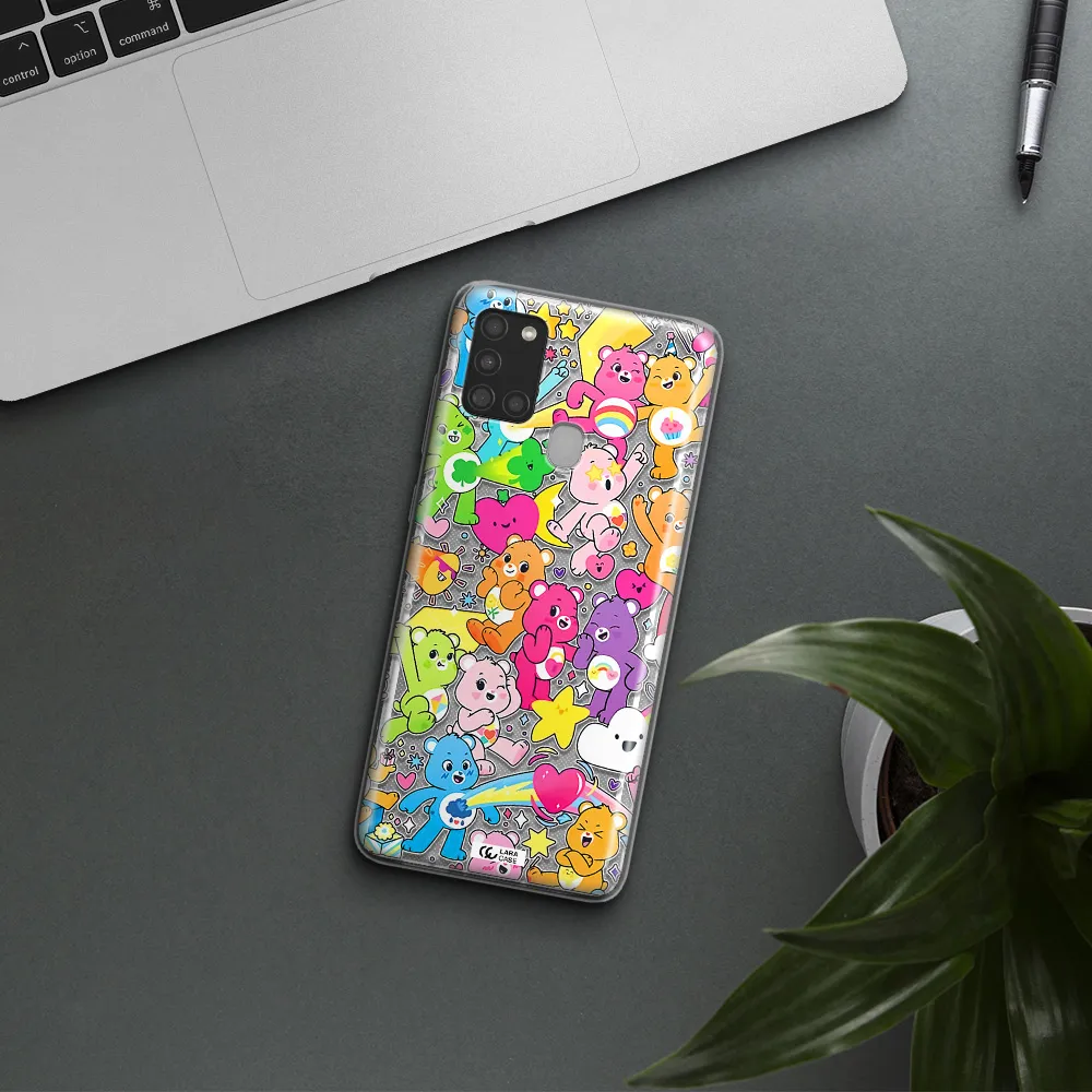 a pattern of cartoon bears Samsung A21S Clear TPU Case