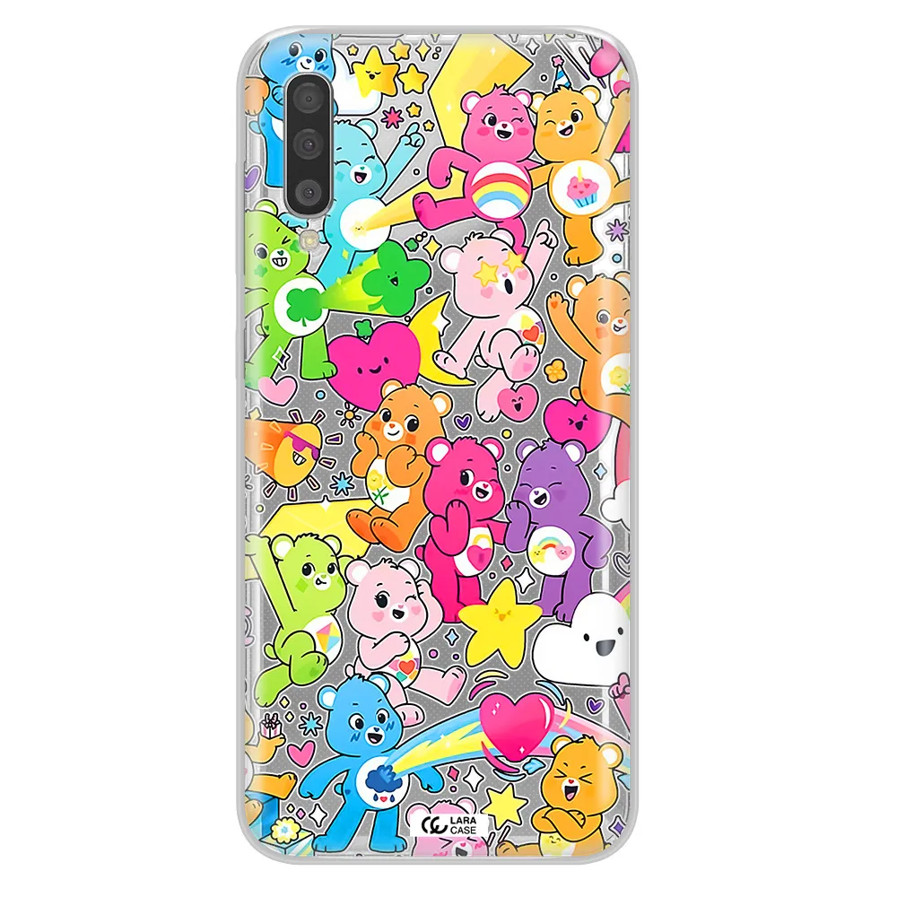 a pattern of cartoon bears Samsung A50 Clear TPU Case