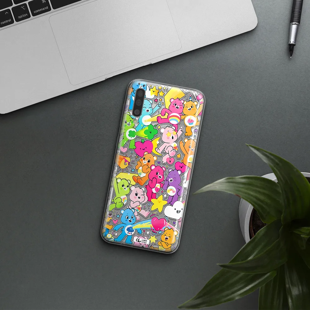 a pattern of cartoon bears Samsung A50 Clear TPU Case