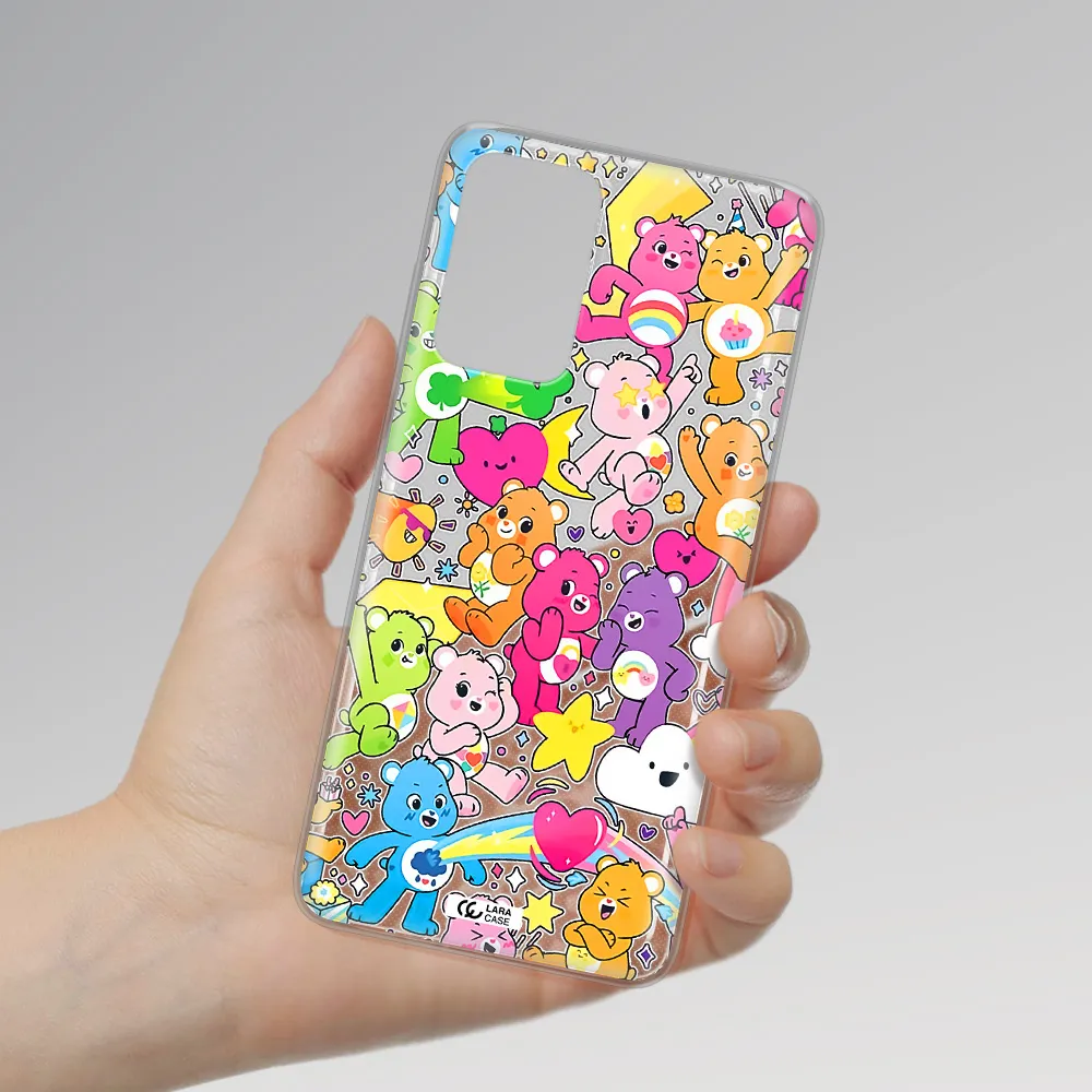 a pattern of cartoon bears Samsung A72 Clear TPU Case