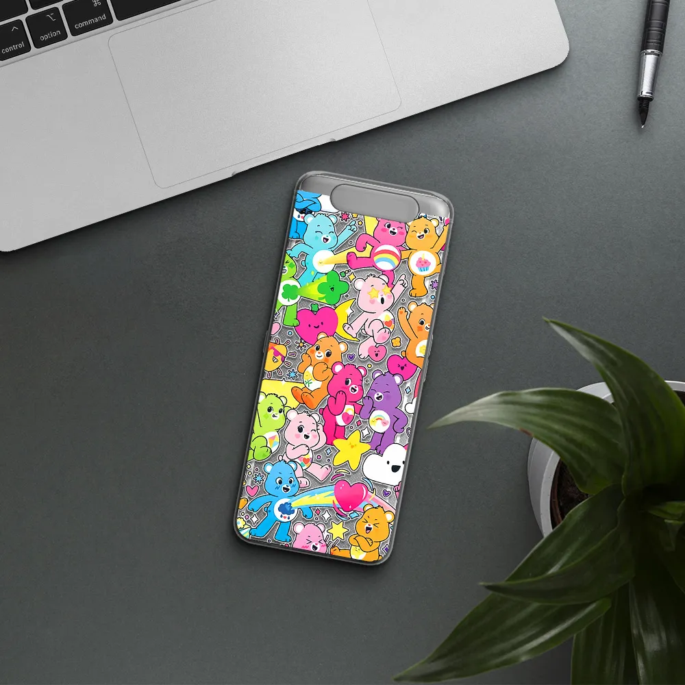 a pattern of cartoon bears Samsung A80 Clear TPU Case