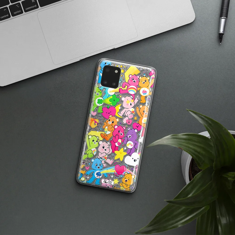 a pattern of cartoon bears Samsung A81 Clear TPU Case