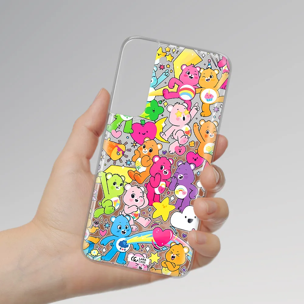 a pattern of cartoon bears Samsung S 22 Plus Clear TPU Case