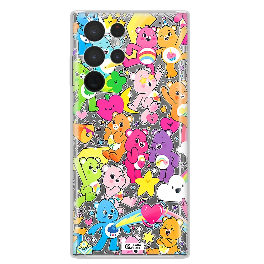 a pattern of cartoon bears Samsung S 22 Ultra Clear TPU Case