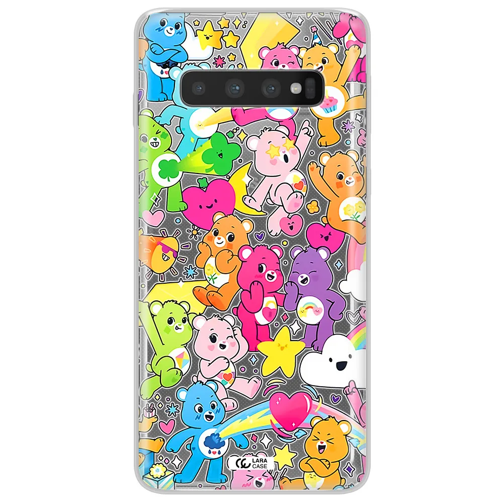 a pattern of cartoon bears Samsung S10 Plus Clear TPU Case