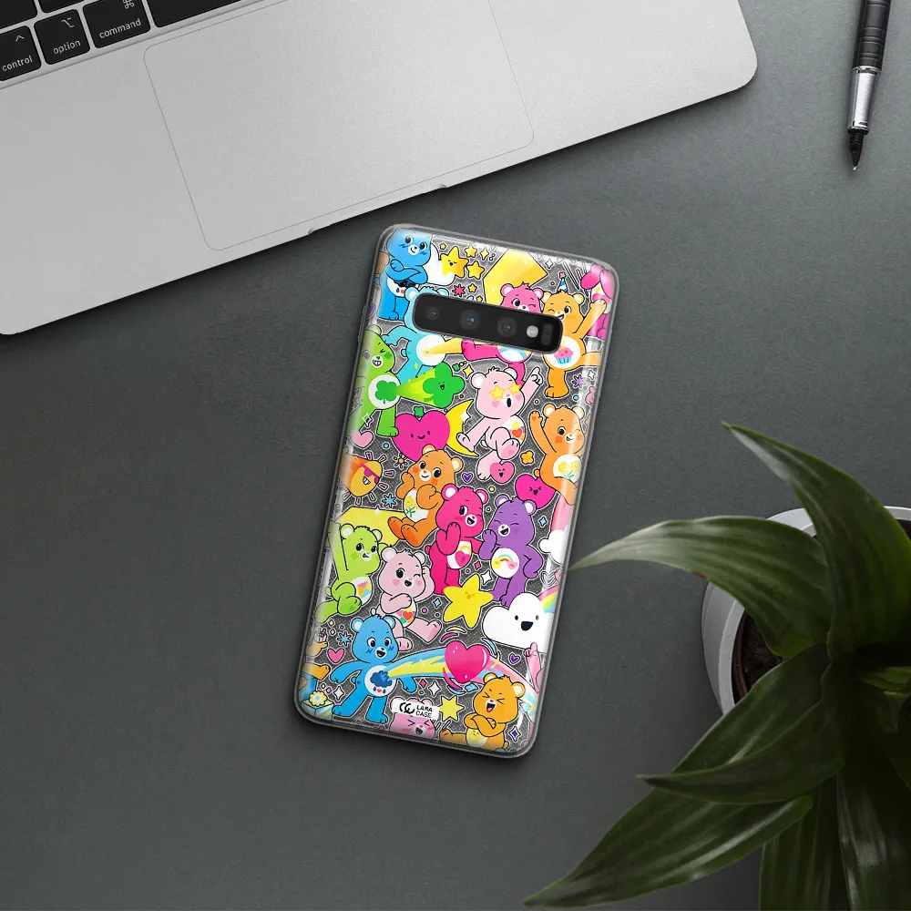 a pattern of cartoon bears Samsung S10 Plus Clear TPU Case