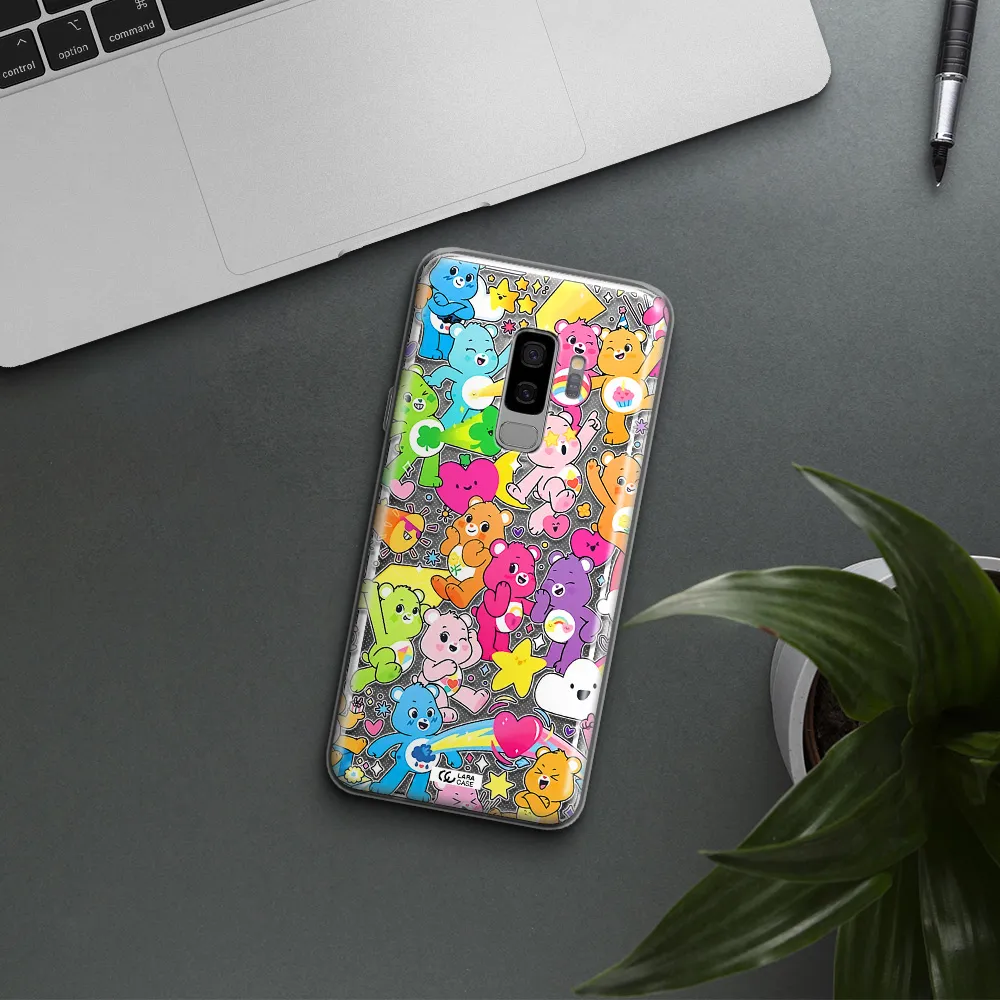 a pattern of cartoon bears Samsung S9 Plus Clear TPU Case
