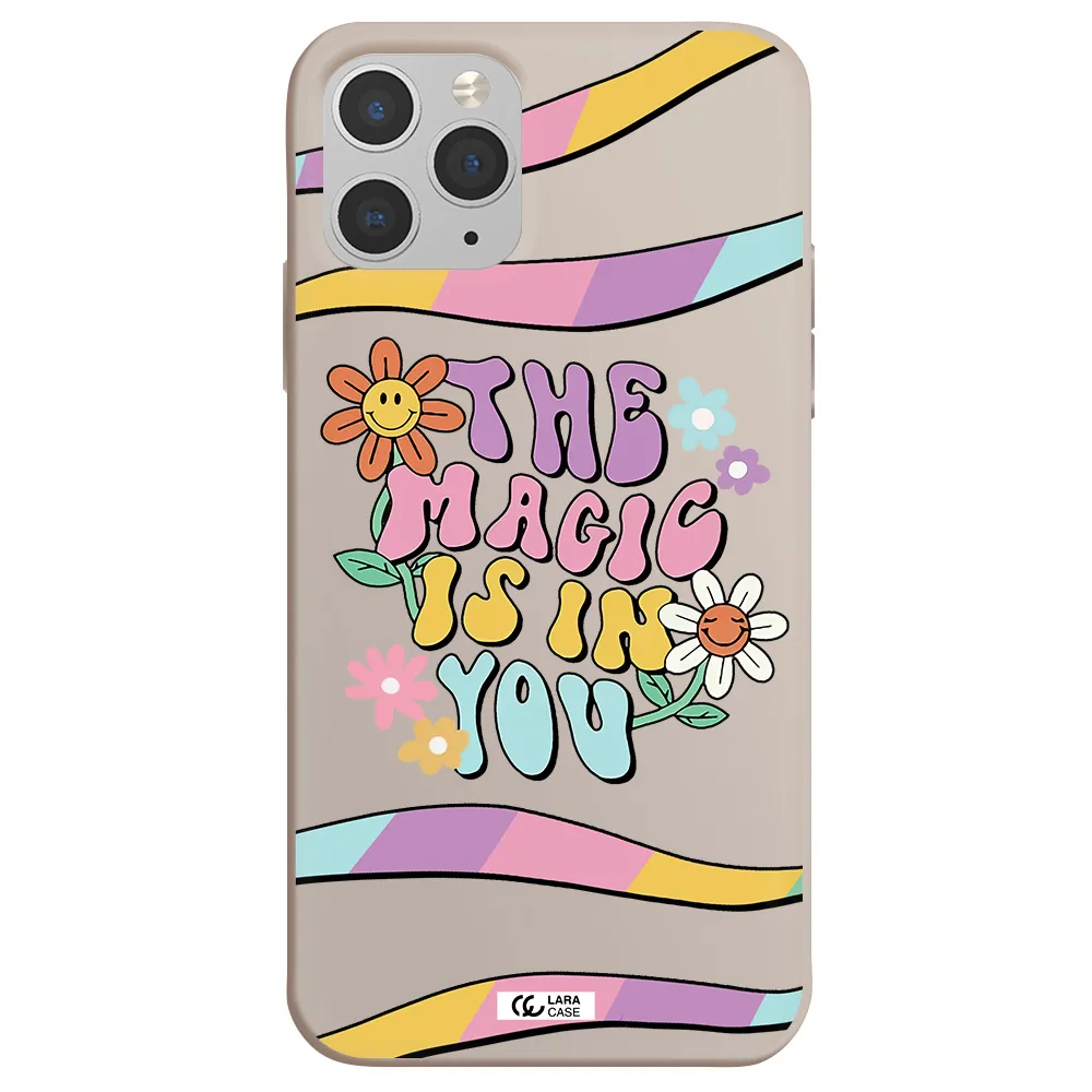 a cartoon text with flowers Apple iPhone 11 pro max Silicone Stone Case