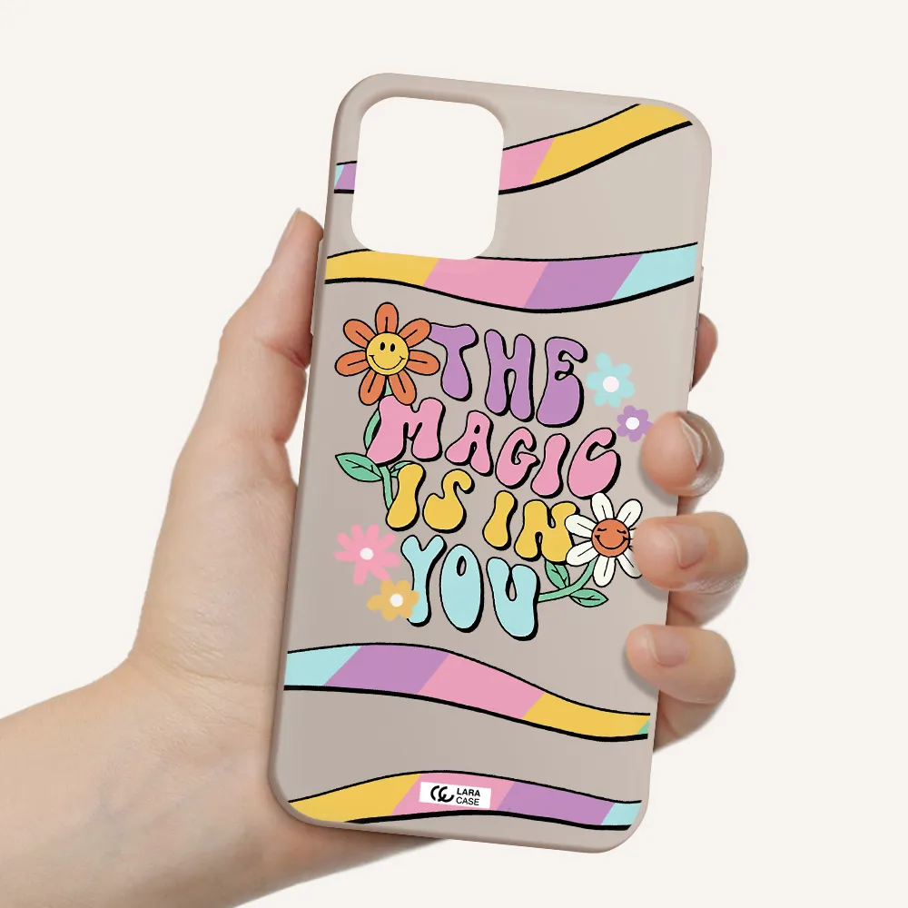 a cartoon text with flowers Apple iPhone 11 pro max Silicone Stone Case