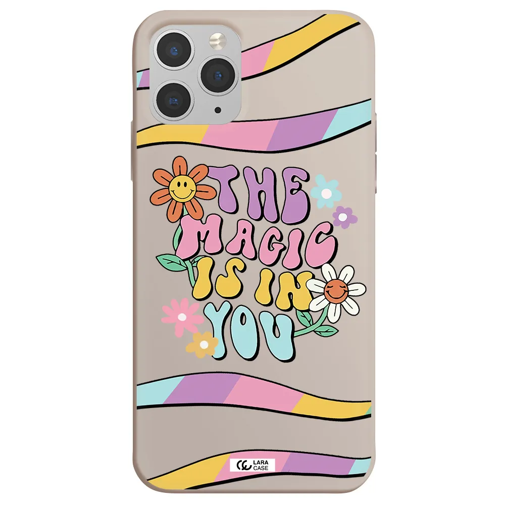 a cartoon text with flowers Apple iPhone 11 pro Silicone Stone Case