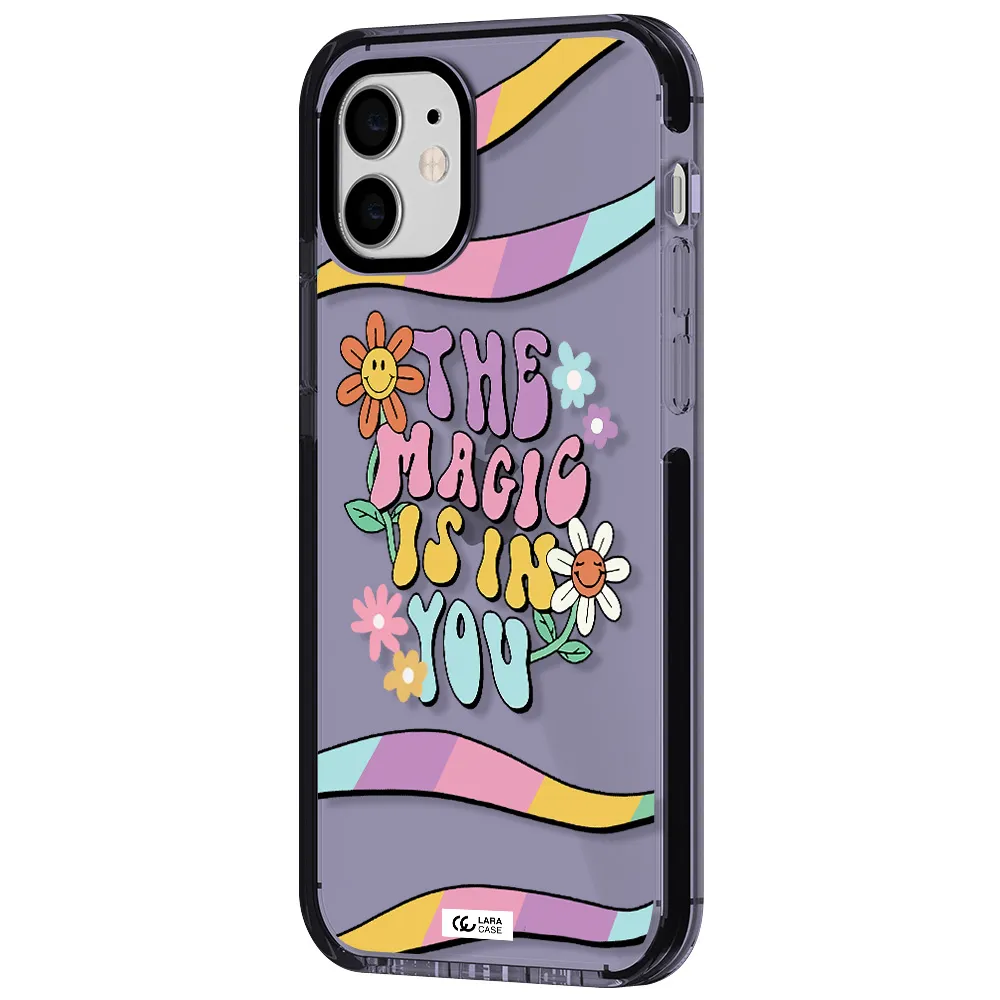 a cartoon text with flowers Apple iPhone 12 impact Lilac Case