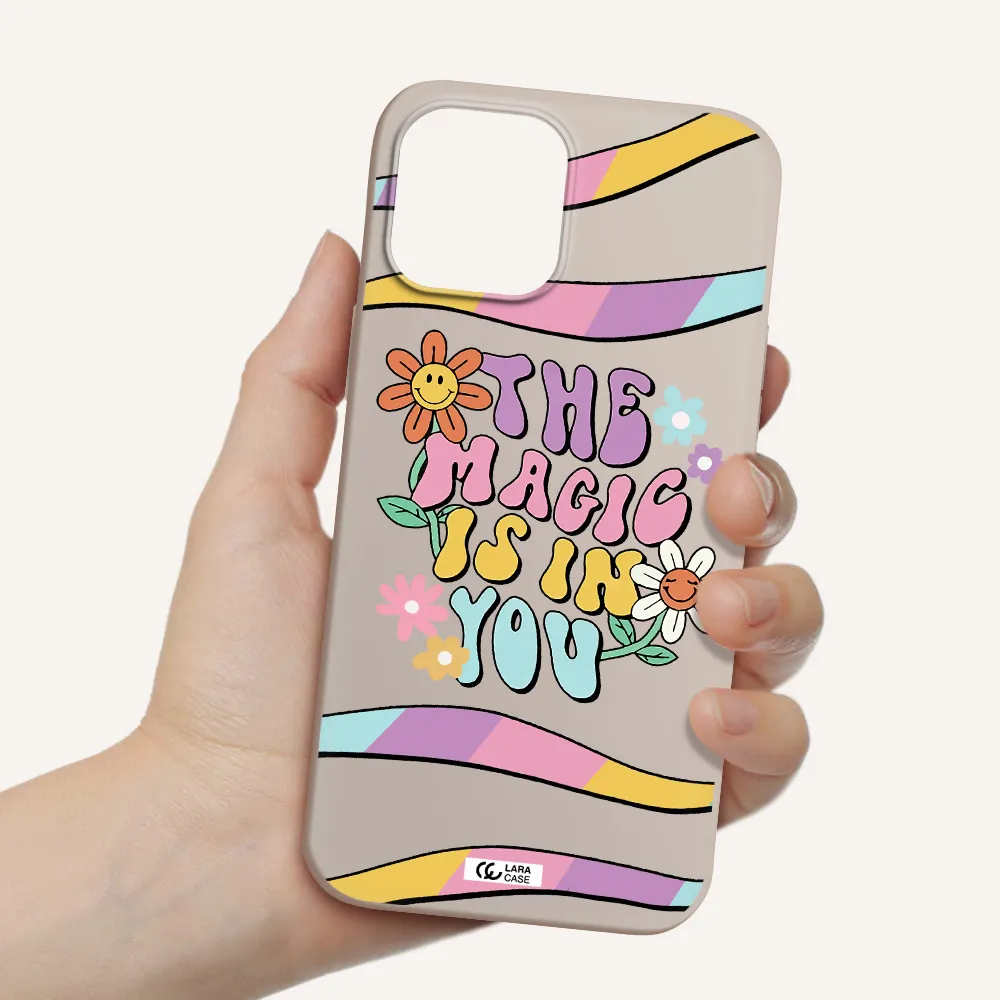 a cartoon text with flowers Apple iPhone 12 pro max Silicone Stone Case